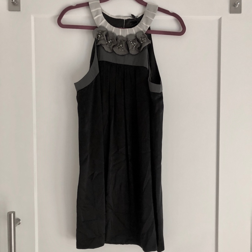BCBGmaxazria Black Silk Dress with Flowers - NWT